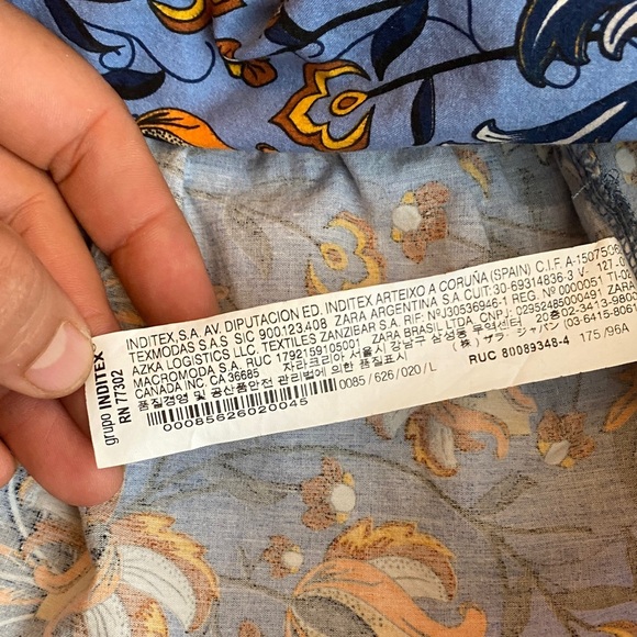 Zara Blue and Orange Floral Blouse - Picture 3 of 7